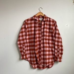 Madewell pink and red plaid flannel XXS